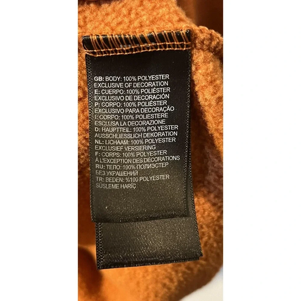 The North Face Pullover Mens Large Orange Fleece 1/4 Zip Stand Collar Hiking‎